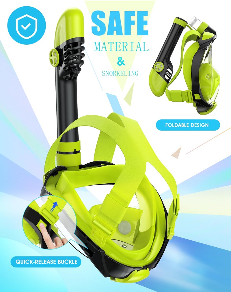 Greatever G2 Full Face Snorkel Mask with Latest Dry Top System,Foldable 180 Degree Panoramic View Snorkeling Mask with Camera Mount,Safe Breathing,Anti-Leak&Anti-Fog - Image 4